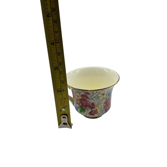 Vintage Flat Demitasse Cup & Saucer Sussex Cherry Chintz by Erphila Germany #3 - Picture 14 of 15